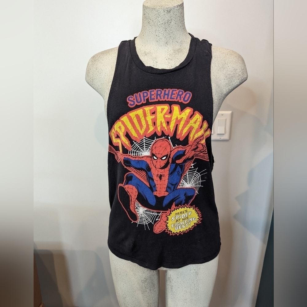 Marvel Women's Spiderman Tank braided back black Rare Unique Women's Top size S